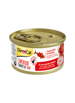 GimCat Superfood ShinyCat Duo консерви тунець з томатом