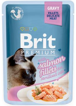 Brit Premium Pouch шматочки з філе лосося в соусі для стерилізованих кішок