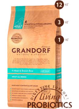 Grandorf 4 Meat & Brown Rice Adult All Breeds з пробіотиками