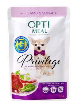 Optimeal Privilege Adult Dog з ягням і шпинатом в соусі