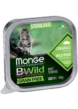 Monge BWild Grain Free Cat Adult Sterilised c м'ясом кабана і овочами паштет