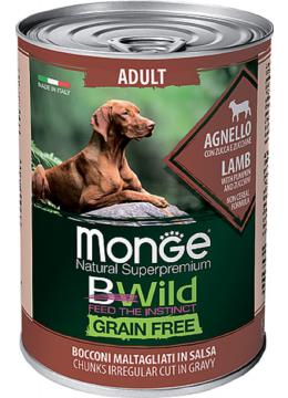 Monge BWild Grain Free Adult All Breeds з ягням, гарбузом і кабачками шматочки в соусі