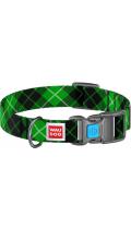 Collar WauDog Nylon Шотландка Зелена нейлоновий нашийник