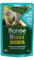 Monge BWild Grain Free Adult Cat з тріскою, креветками та овочами в соусі
