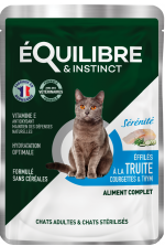 Equilibre & Instinct Шматочки в соусі для дорослих і стерилізованих котів із фореллю, кабачком і чебрецем