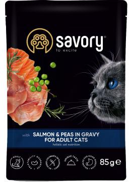 Savory Adult Cat Salmon and Peas in Gravy