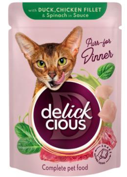 Delickcious Шматочки з качкою, курячим філе і шпинатом в соусі