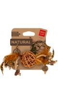 Collar Waucat Fun Natural Плетений м'ячик з дзвіночком та пір'ям