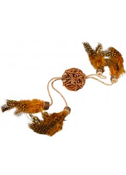 Collar Waucat Fun Natural Плетений м'ячик з мотузкою та пір'ям