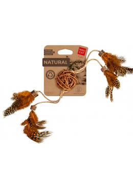 Collar Waucat Fun Natural Плетений м'ячик з мотузкою та пір'ям