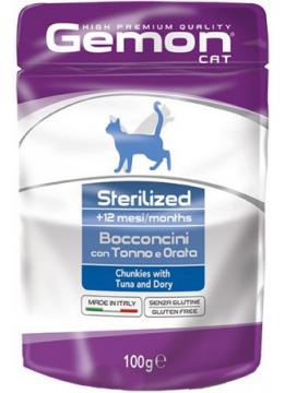 Gemon Cat Wet Sterilized Adult Тунець та шматочки дорі в желе