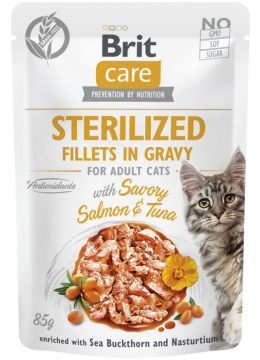Brit Care Cat Pouch Sterilized Філе лосося та тунця в соусі