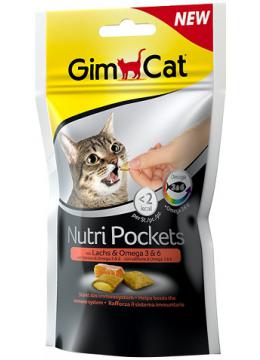 GimCat Nutri Pockets ласощі з Омега 3 і 6 і лососем