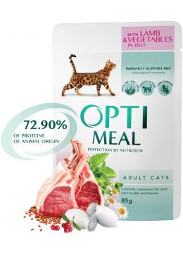 Optimeal Adult Cat з ягням і овочами в желе
