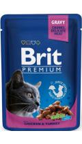 Brit Premium Pouch курка та індичка для дорослих кішок