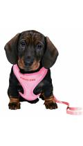 Trixie Puppy Soft Harness Шлейка с поводком Розовая
