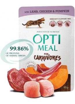 Optimeal Adult Cat с ягненком и курицей в тыквенном желе