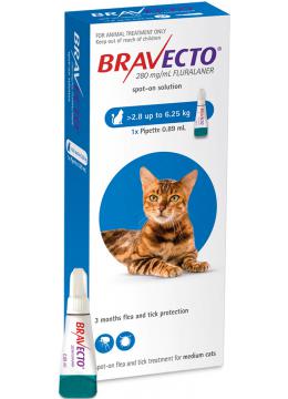 Bravecto Plus Противоразитарные капли для кошек от 2,8-6,25 кг