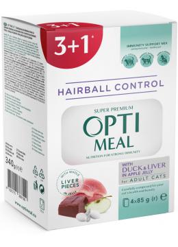 Optimeal Adult Cat Hairball с уткой и печенью в яблочном желе