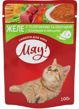 Мяу! Телятина и овощи в желе пауч