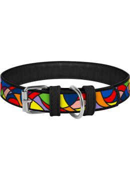 Collar WauDog Design Витраж кожаный ошейник черный