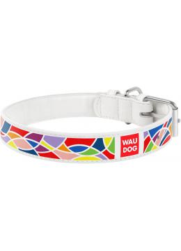 Collar WauDog Design Витраж кожаный ошейник белый