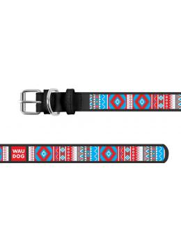 Collar WauDog Design Этно кожаный ошейник черный