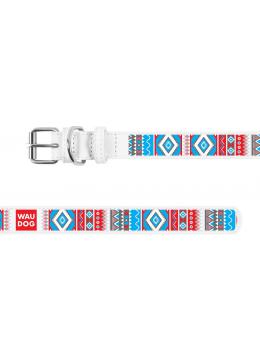 Collar WauDog Design Этно кожаный ошейник белый