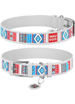 Collar WauDog Design Этно кожаный ошейник белый