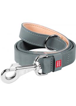 Collar WauDog Classic Кожаный поводок серый