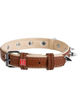 Collar WauDog Soft Кожаный ошейник с шипами коричневый
