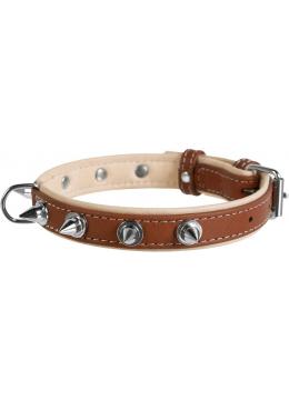 Collar WauDog Soft Кожаный ошейник с шипами коричневый