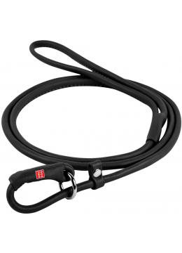 Collar WauDog Soft Кожаный круглый поводок-удавка черный