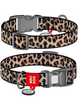Collar Waudog Nylon з qr паспортом ошейник цвет леопард