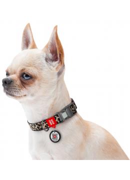 Collar Waudog Nylon з qr паспортом ошейник цвет леопард