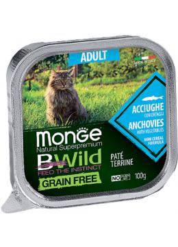 Monge BWild Grain Free Cat Adult c анчоусами и овощами паштет
