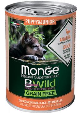 Monge BWild Grain Free Puppy&Junior с уткой кусочки в соусе