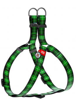 Collar WauDog Nylon Шотландка зеленая нейлоновая шлея
