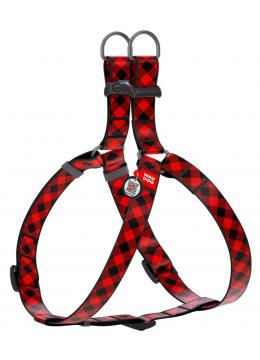 Collar WauDog Nylon Шотландка красная нейлоновая шлея