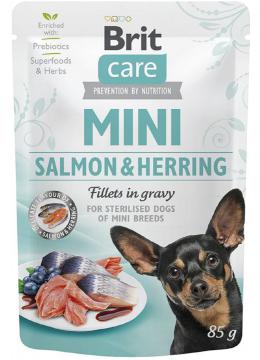 Brit Care Mini Филе лосося и сельди в соусе для стерилизованных собак