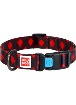 Collar WauDog Nylon Шотландка красная нейлоновый ошейник