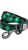 Collar WauDog Nylon Шотландка зеленая нейлоновый поводок