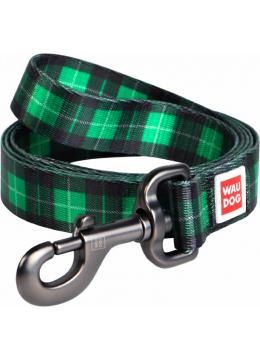 Collar WauDog Nylon Шотландка зеленая нейлоновый поводок