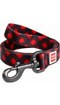 Collar WauDog Nylon Шотландка красная нейлоновый поводок