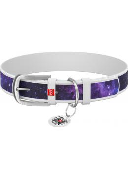 Collar WauDog Design Nasa21 кожаный ошейник белый