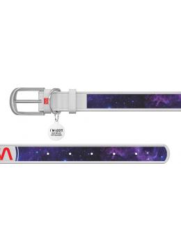Collar WauDog Design Nasa21 кожаный ошейник белый