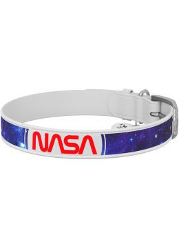 Collar WauDog Design Nasa21 кожаный ошейник белый