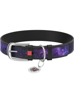 Collar WauDog Design Nasa21 кожаный ошейник черный