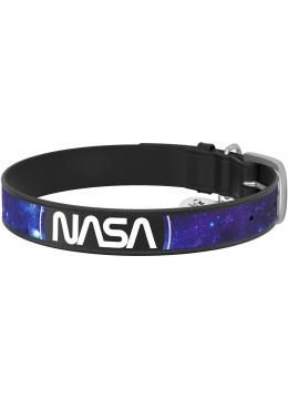 Collar WauDog Design Nasa21 кожаный ошейник черный