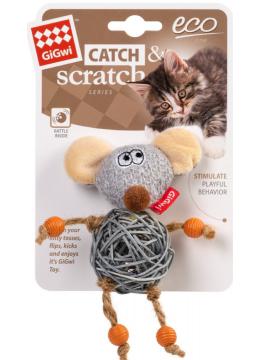 GiGwi Catch&Scratch Мишка з дзвіночком